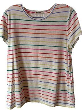 Marine Layer Women's Rainbow Striped Swing Tee in Size M
